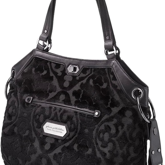 Cake by Petunia Halifax Hobo Diaper Bag in Velvet Trifle, Black - Picture 2 of 4